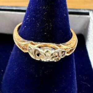 Vintage art deco style dainty Stamped 14K promise ring